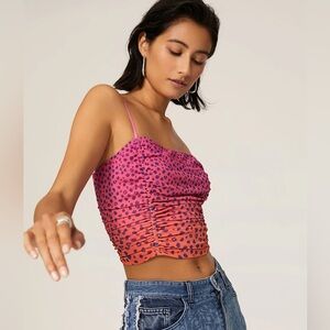 AFRM pink leopard capri top, size M crop top